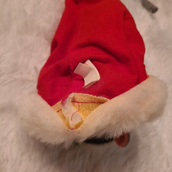 1980s Annalee Christmas Mouse Holly Sleepy Nestled in Christmas Stocking Vtg - Picture 7 of 9